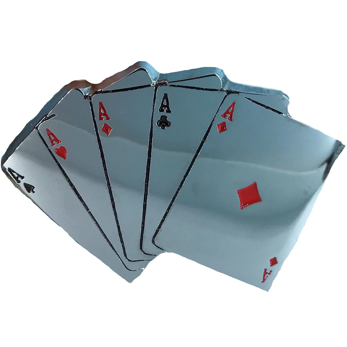 5 Aces Brass Belt Buckle - Chrome Plated