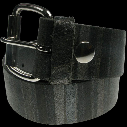 Shadow Stripe Real Leather Snap On Belt 1.5 inch/38mm - With Buckle