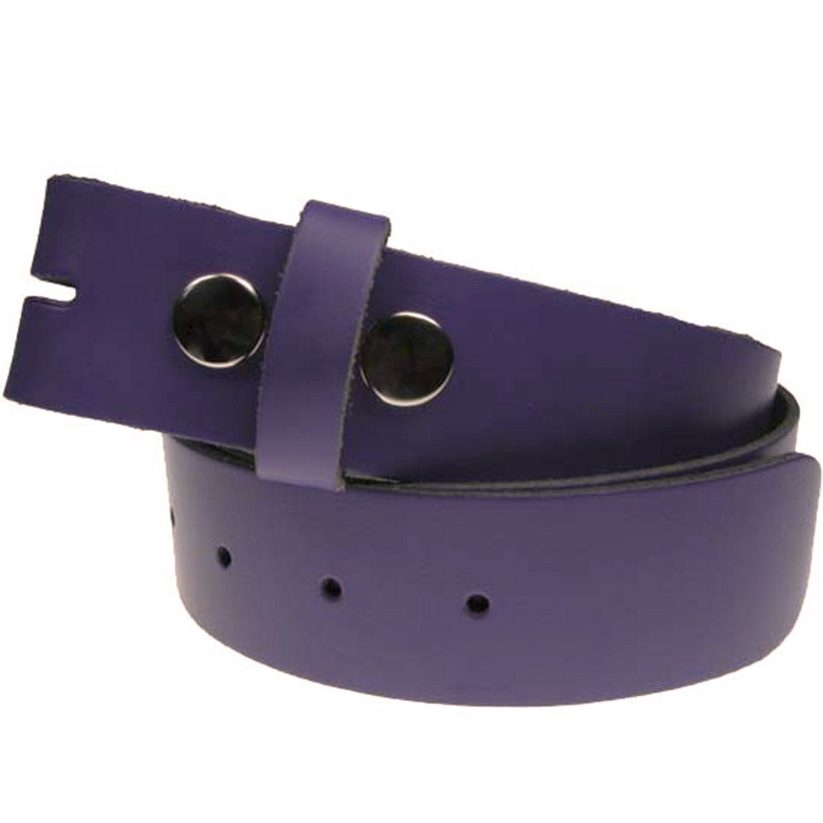 Purple Real Leather Snap On Belt 1.5 inch/38mm - No Buckle