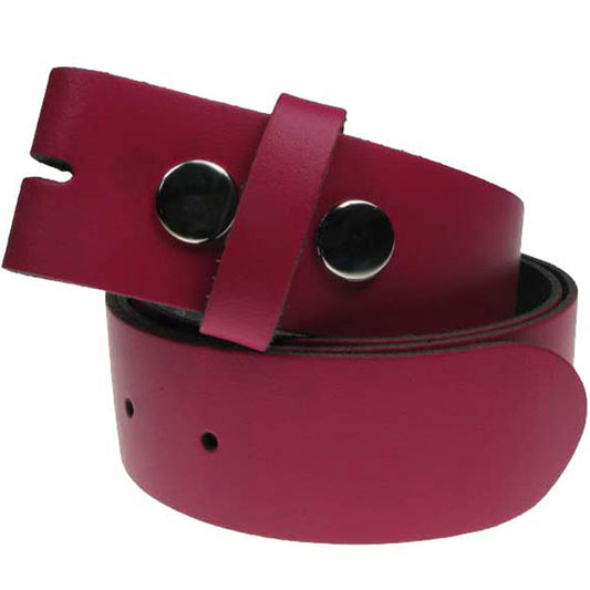 Mauve (Dark Pink) Real Leather Snap On Belt 1.5 inch/38mm - No Buckle