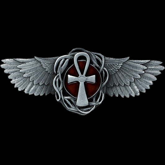 Winged Ankh Of Osiris Belt Buckle