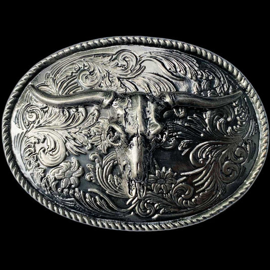 Rodeo Steer Skull Belt Buckle