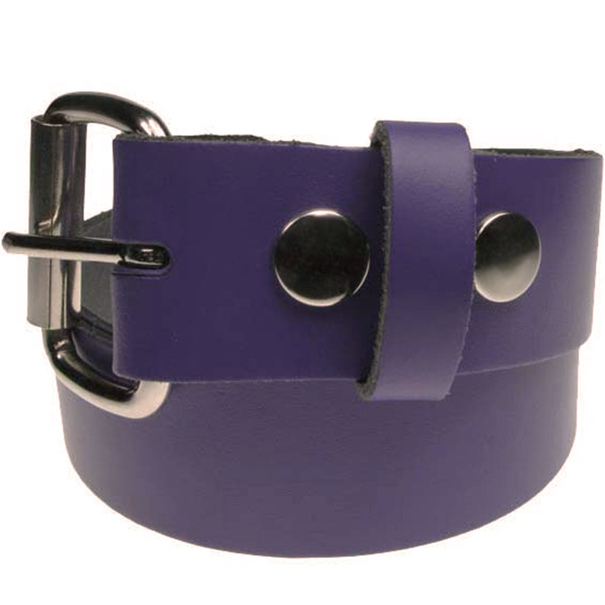 Purple Real Leather Snap On Belt 1.5 inch/38mm - With Buckle