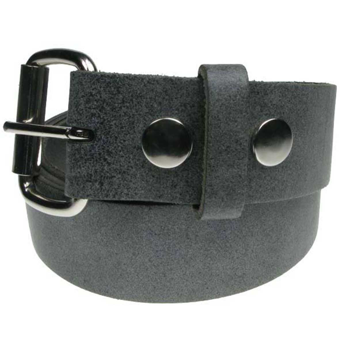 Special Grey Real Leather Snap On Belt 1.5 inch/38mm - With Buckle