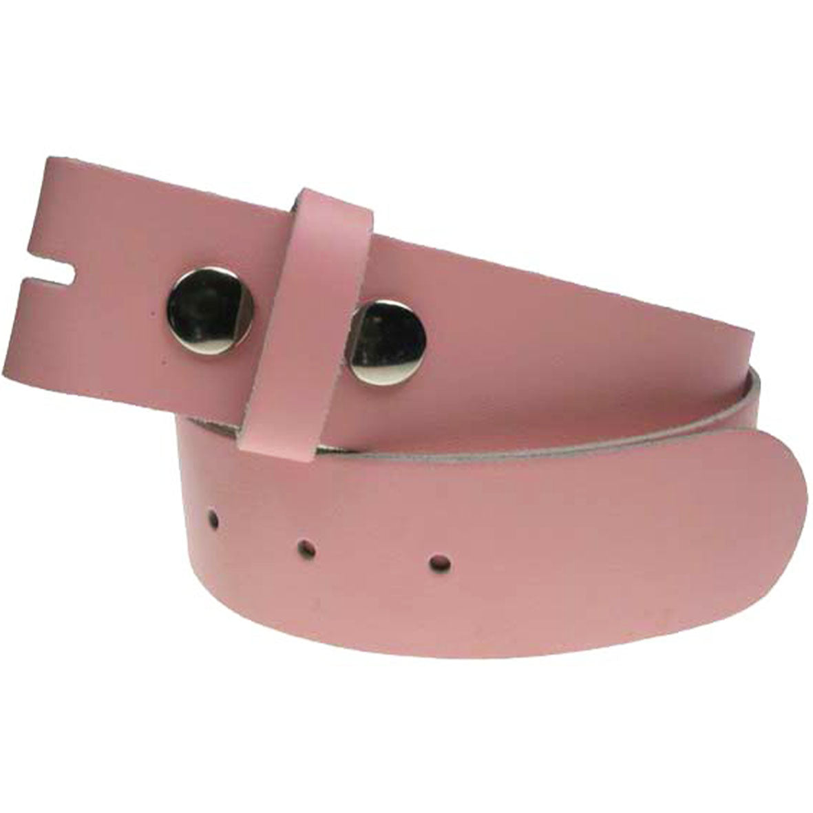 Baby Pink Real Leather Snap On Belt 1.5 inch/38mm - No Buckle