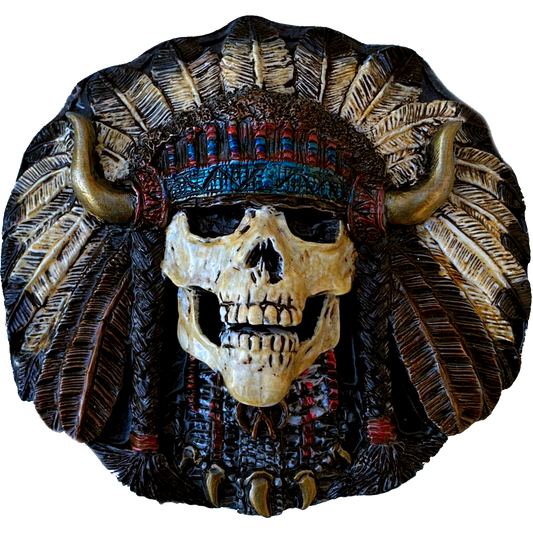 Indian Chief Skull Belt Buckle