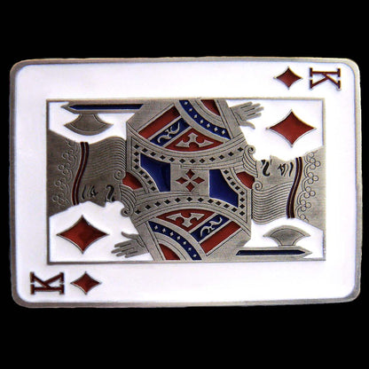 King Of Diamonds Playing Card Belt Buckle