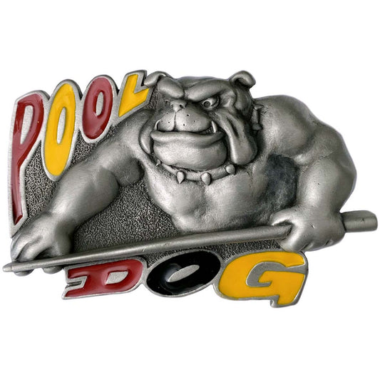 Pool Dog Bulldog Belt Buckle
