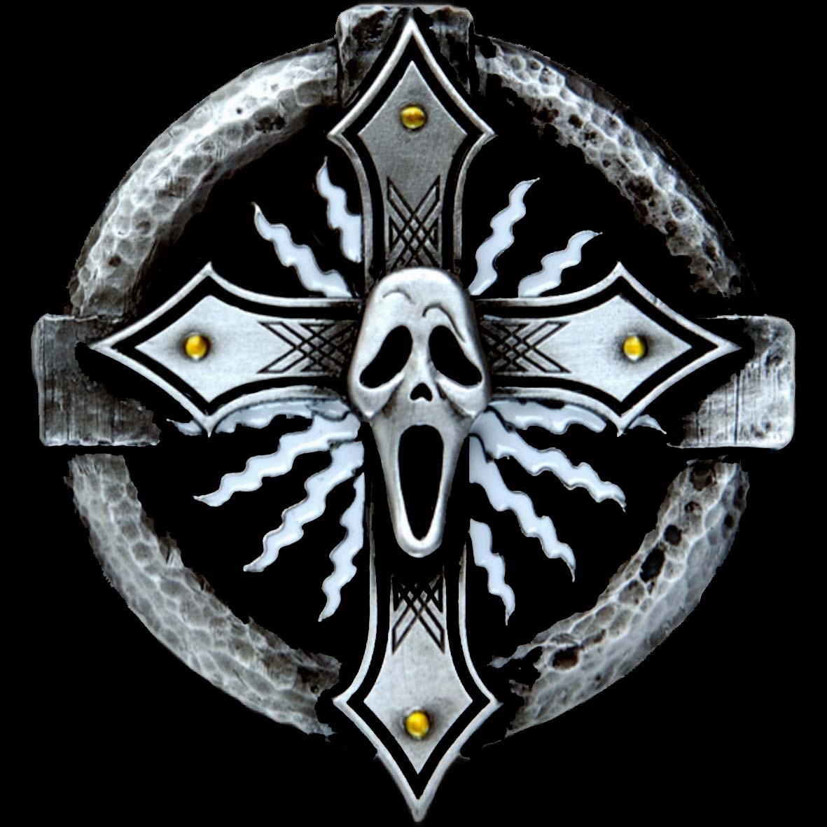 Screaming Skull And Cross Belt Buckle